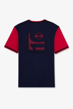 T-Shirt Colorblock Bleu Fonce A Inscription Eden Park French Flair