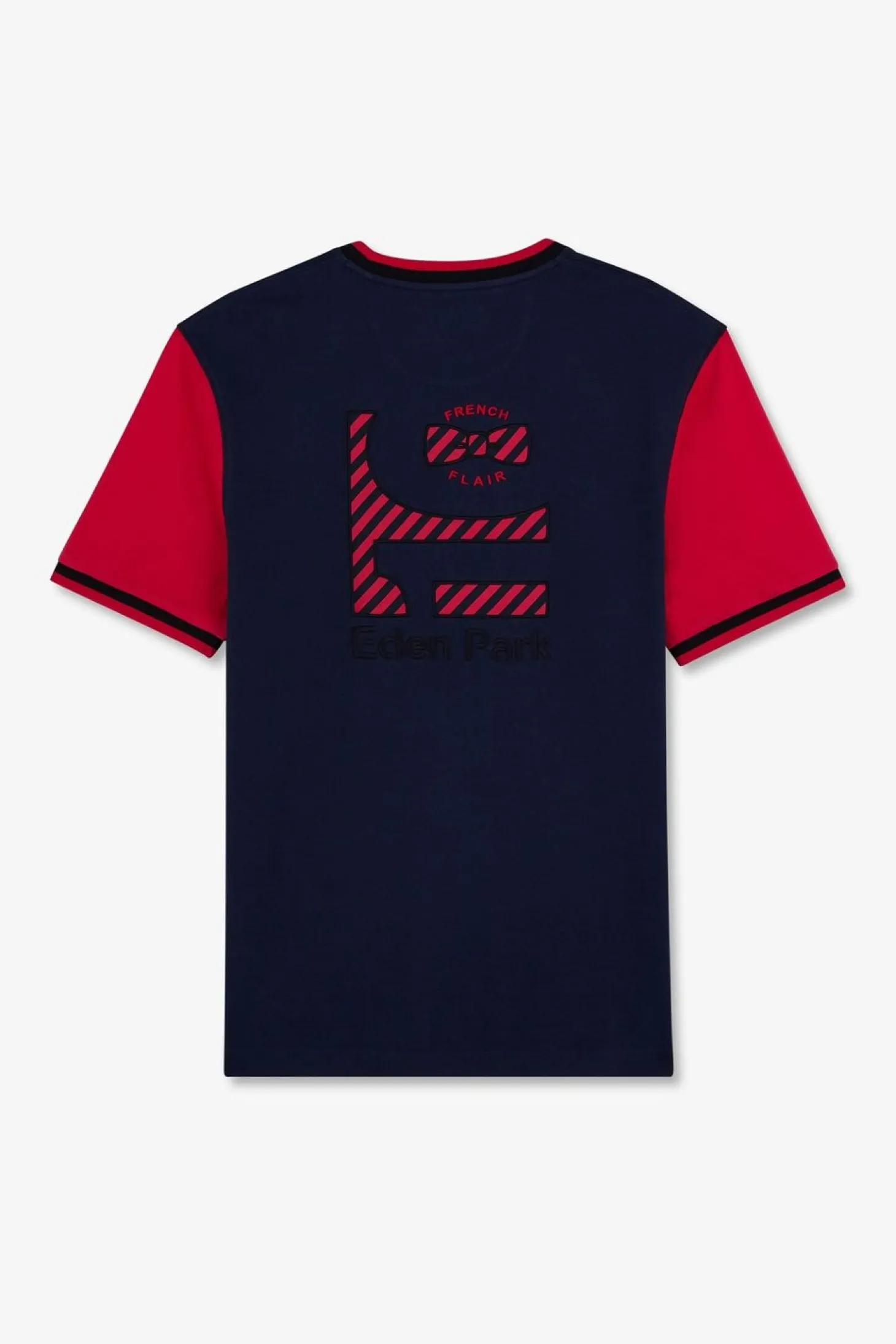 T-Shirt Colorblock Bleu Fonce A Inscription Eden Park French Flair