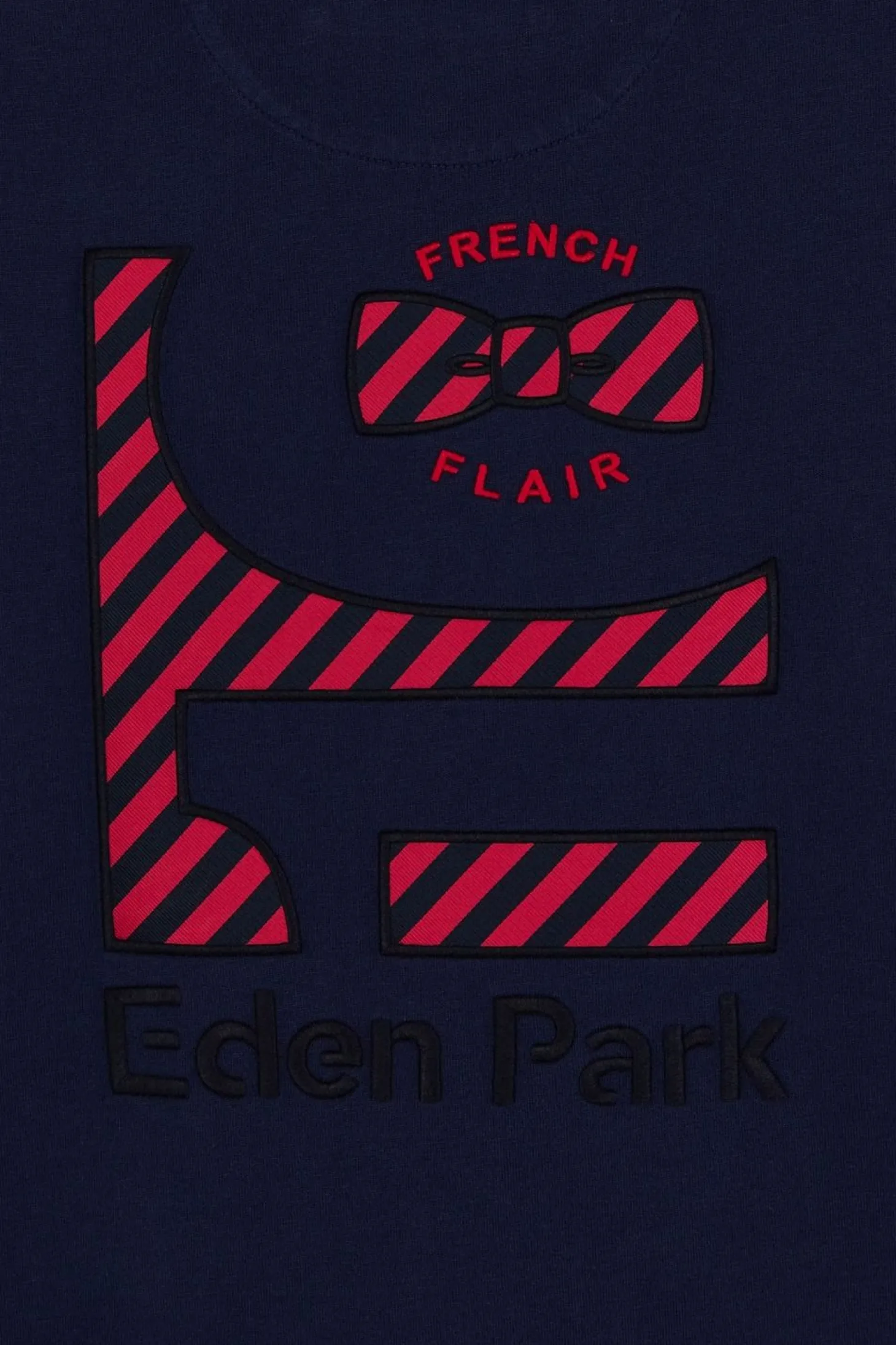T-Shirt Colorblock Bleu Fonce A Inscription Eden Park French Flair