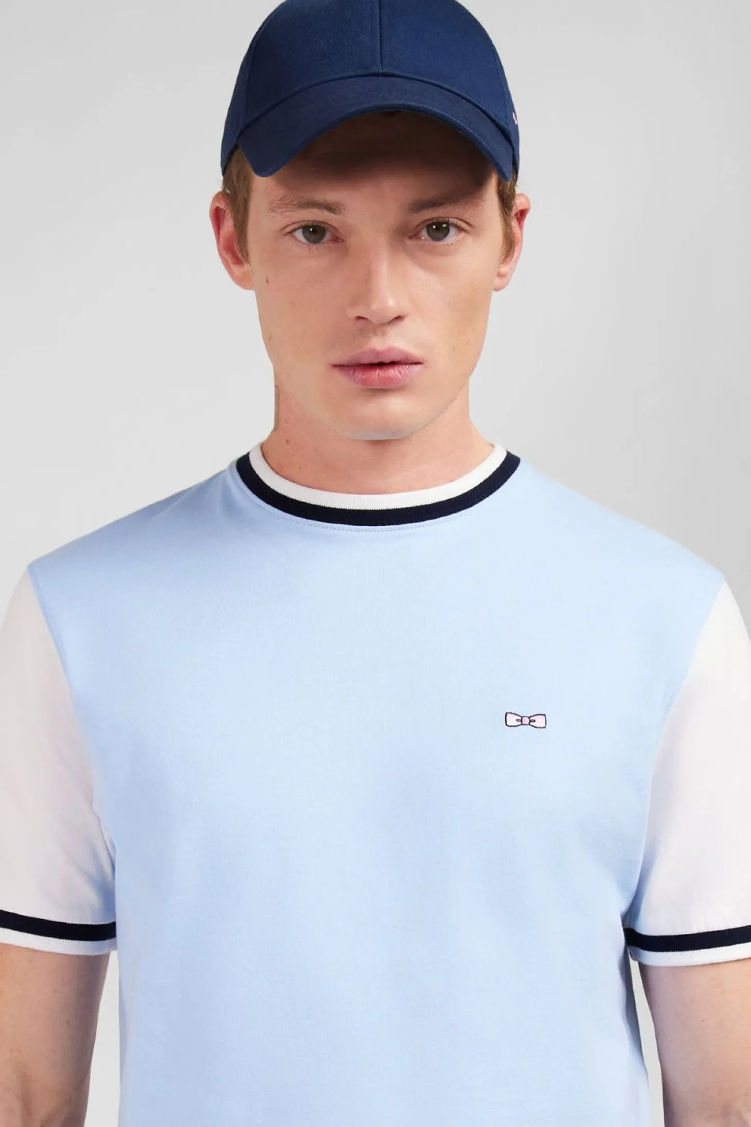 T-Shirt Colorblock Bleu Marine A Inscription Eden Park French Flair