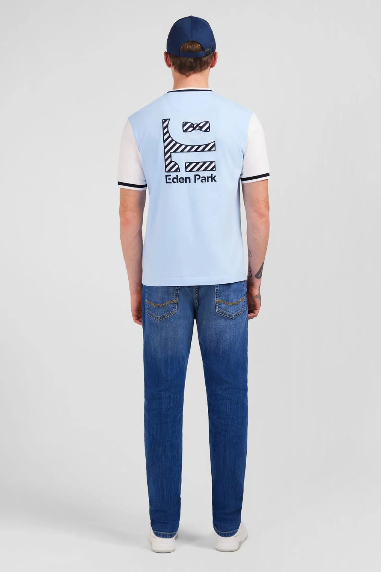 T-Shirt Colorblock Bleu Marine A Inscription Eden Park French Flair