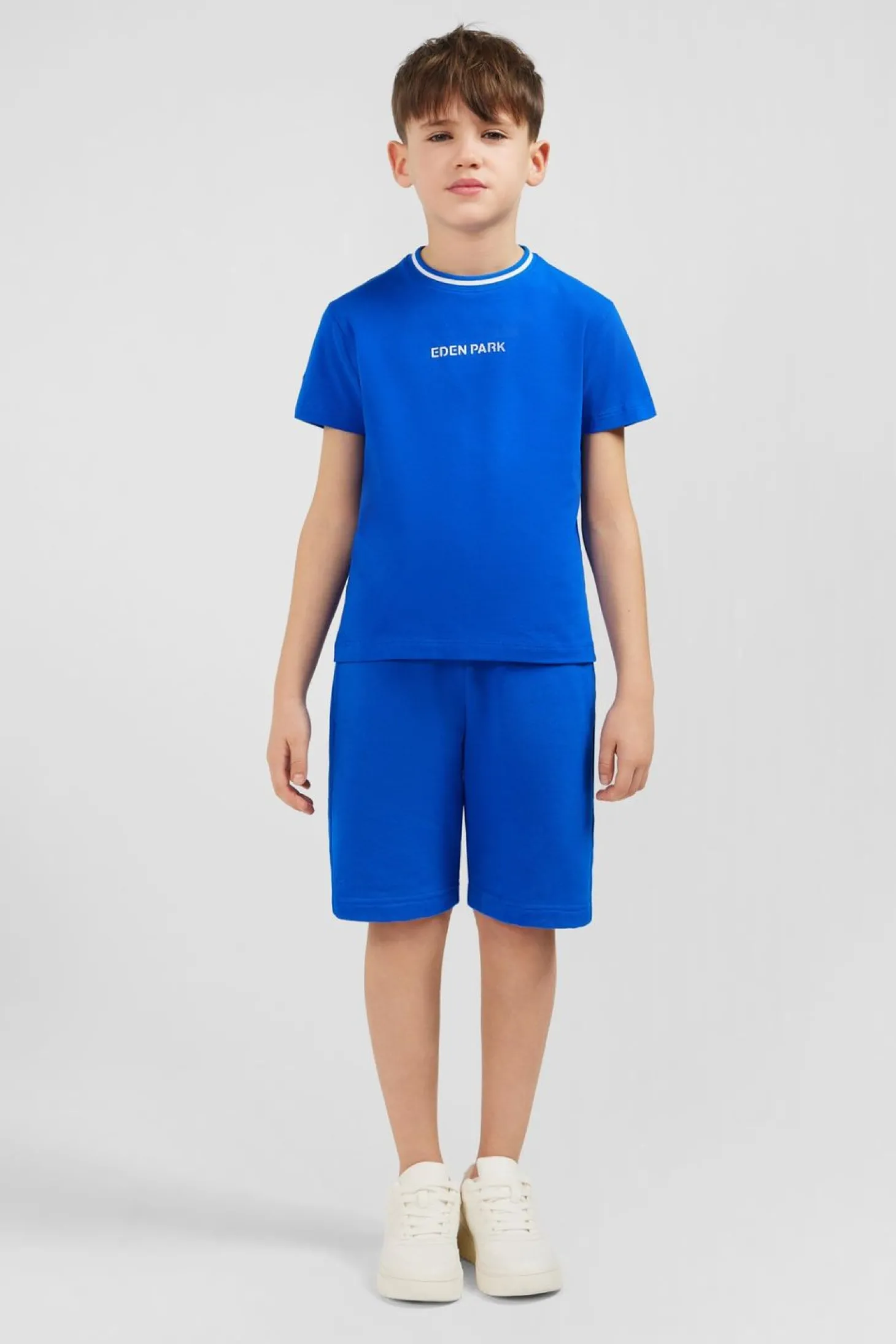 T-Shirt Col Rond Raye Eden Park Bleu En Coton Stretch