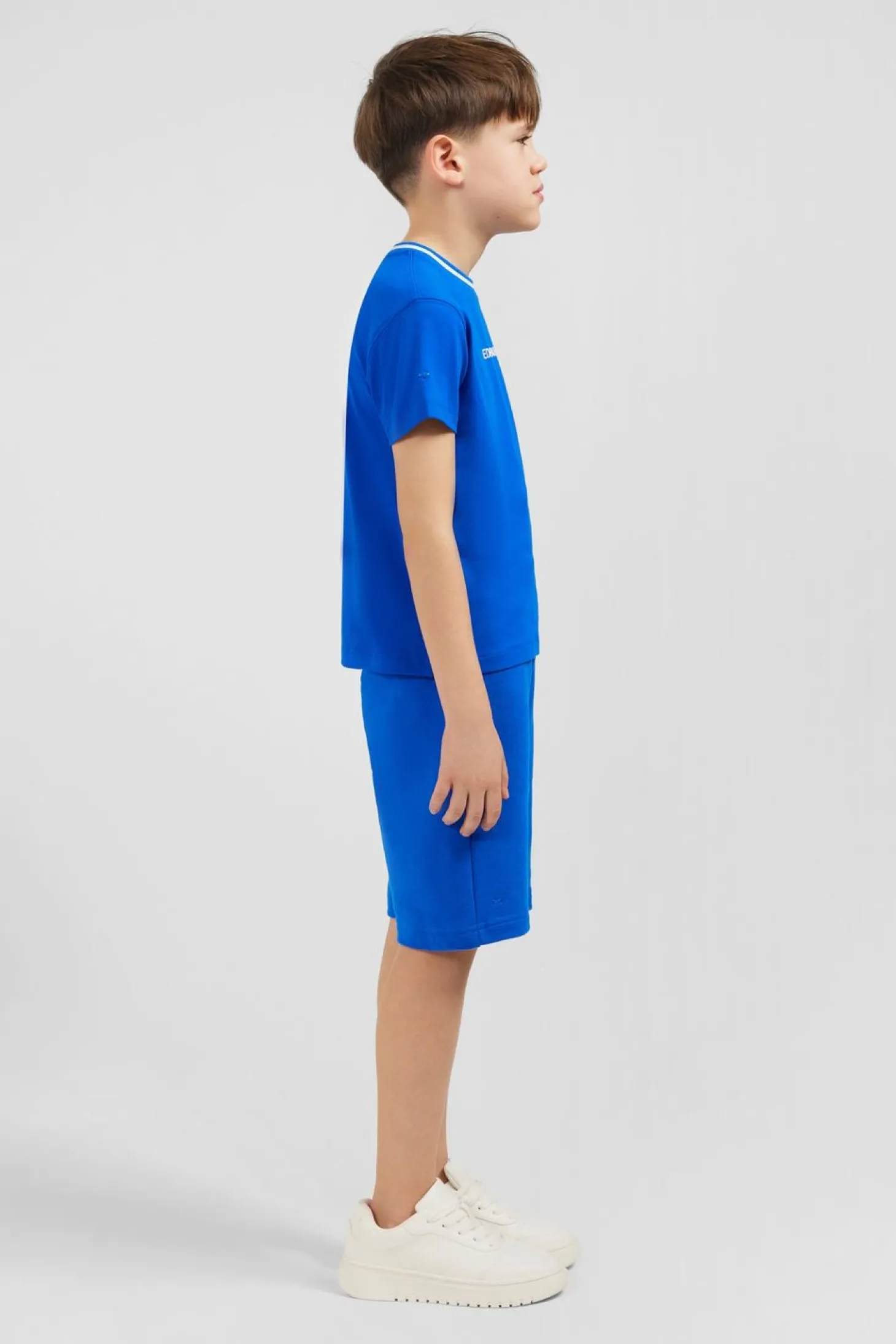 T-Shirt Col Rond Raye Eden Park Bleu En Coton Stretch