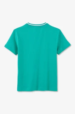 T-Shirt Col Rond Raye Eden Park Vert En Coton Stretch