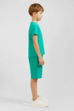 T-Shirt Col Rond Raye Eden Park Vert En Coton Stretch