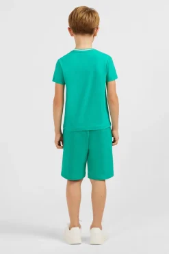 T-Shirt Col Rond Raye Eden Park Vert En Coton Stretch