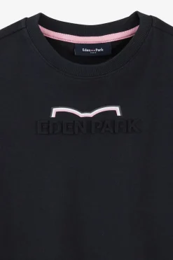 T-Shirt Debosse Eden Park Marine En Jersey Coton