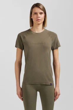 T-Shirt De Sport Manches Courtes A Details Cercles Kaki