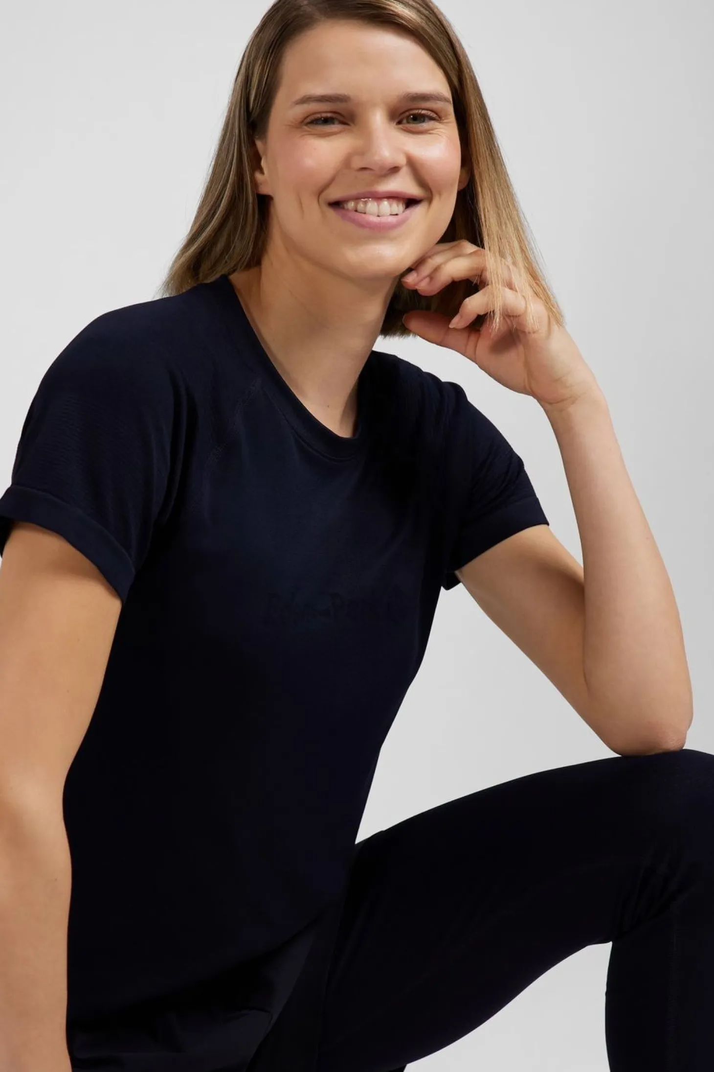 T-Shirt De Sport Manches Courtes A Details Cercles Bleu Marine