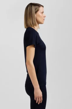 T-Shirt De Sport Manches Courtes A Details Cercles Bleu Marine