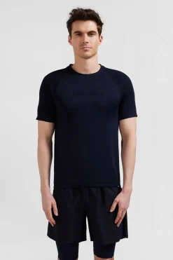 T-Shirt De Sport Manches Courtes A Details Cercles Bleu Marine