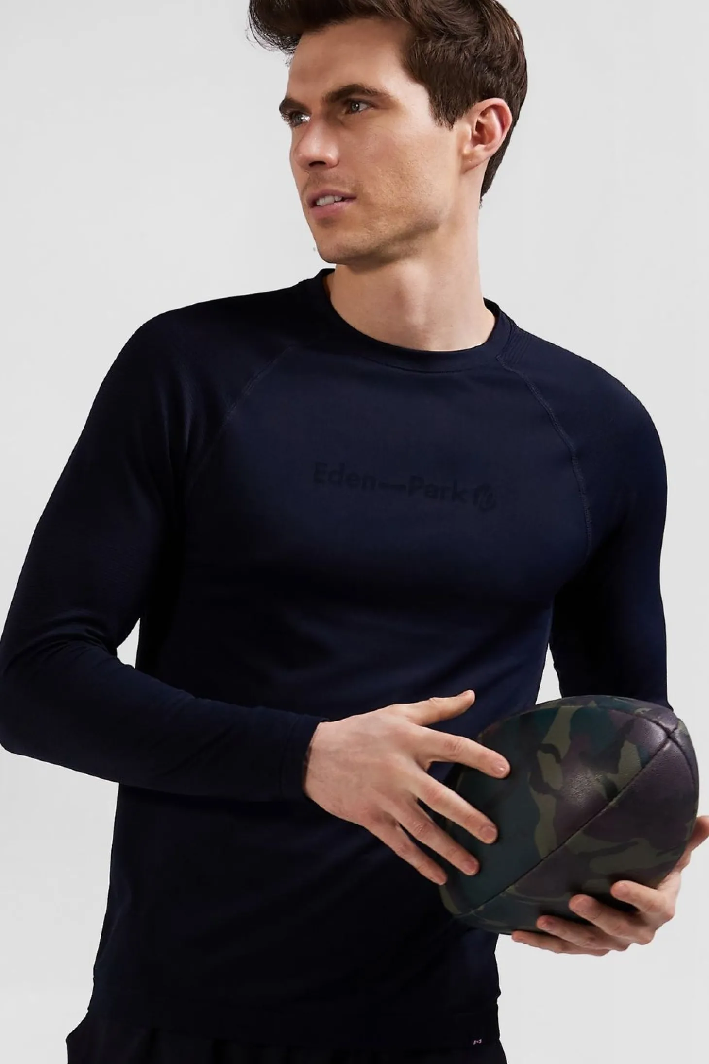 T-Shirt De Sport Manches Longues A Details Cercles Bleu Marine