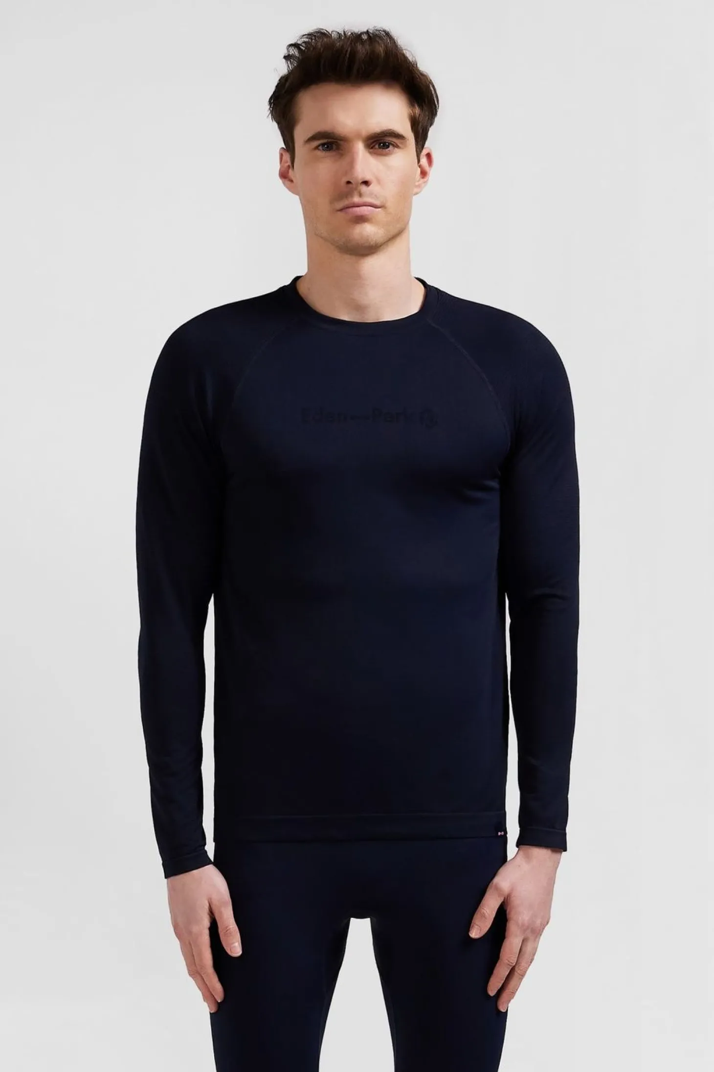 T-Shirt De Sport Manches Longues A Details Cercles Bleu Marine