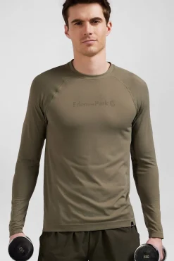 T-Shirt De Sport Manches Longues A Details Cercles Kaki