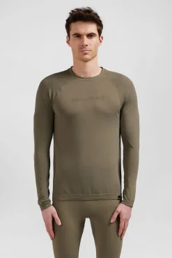 T-Shirt De Sport Manches Longues A Details Cercles Kaki