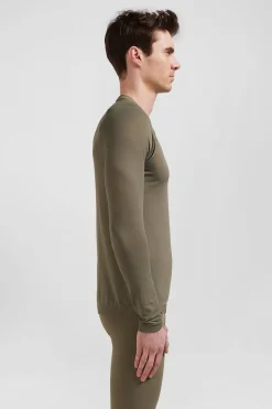 T-Shirt De Sport Manches Longues A Details Cercles Kaki