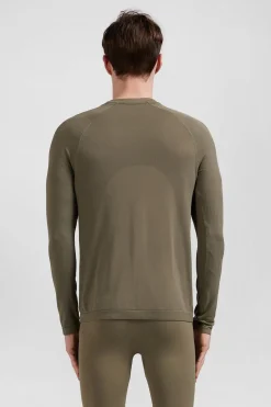 T-Shirt De Sport Manches Longues A Details Cercles Kaki
