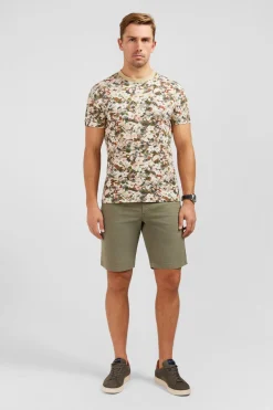 T-Shirt Ecru En Coton Pique Imprime Fleuri