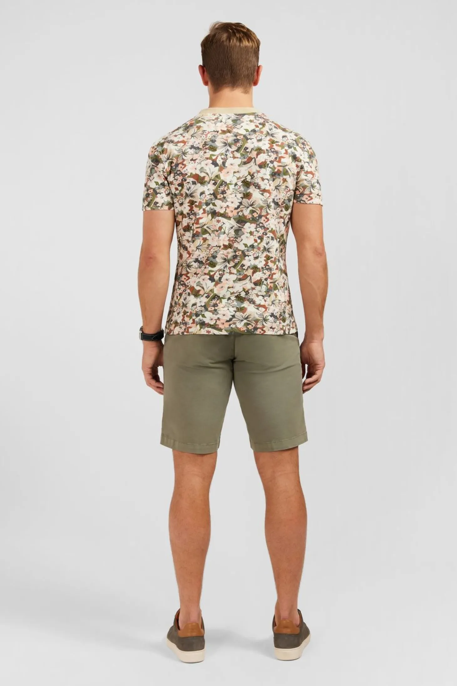 T-Shirt Ecru En Coton Pique Imprime Fleuri