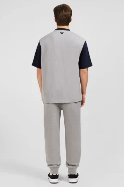 T-Shirt Gris Clair Colorblock Inscription Eden Park