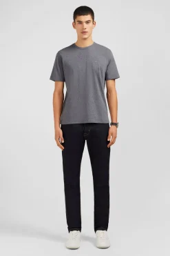 T-Shirt Gris Col Rond A Manches Courtes