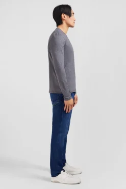 T-Shirt Gris Col V A Manches Longues
