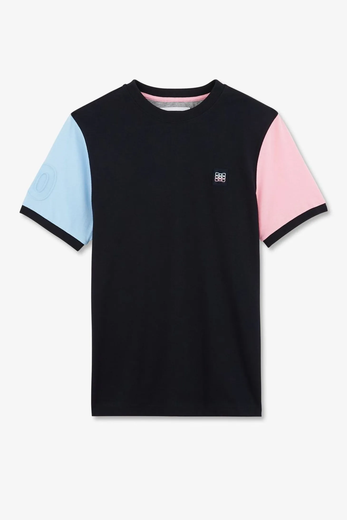 T-Shirt Manches Courtes Bicolores Marine En Coton