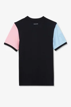 T-Shirt Manches Courtes Bicolores Marine En Coton