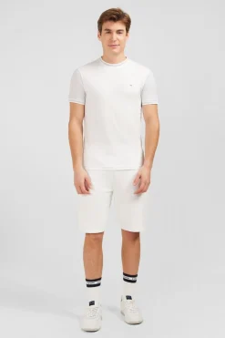 T-Shirt Manches Courtes Blanc Colorblock