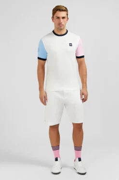 T-Shirt Manches Courtes Blanc En Coton Details Embleme