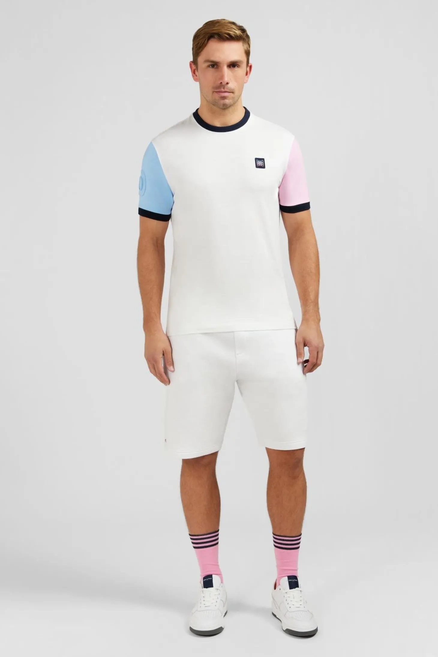 T-Shirt Manches Courtes Blanc En Coton Details Embleme