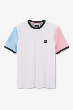 T-Shirt Manches Courtes Blanc En Coton Details Embleme