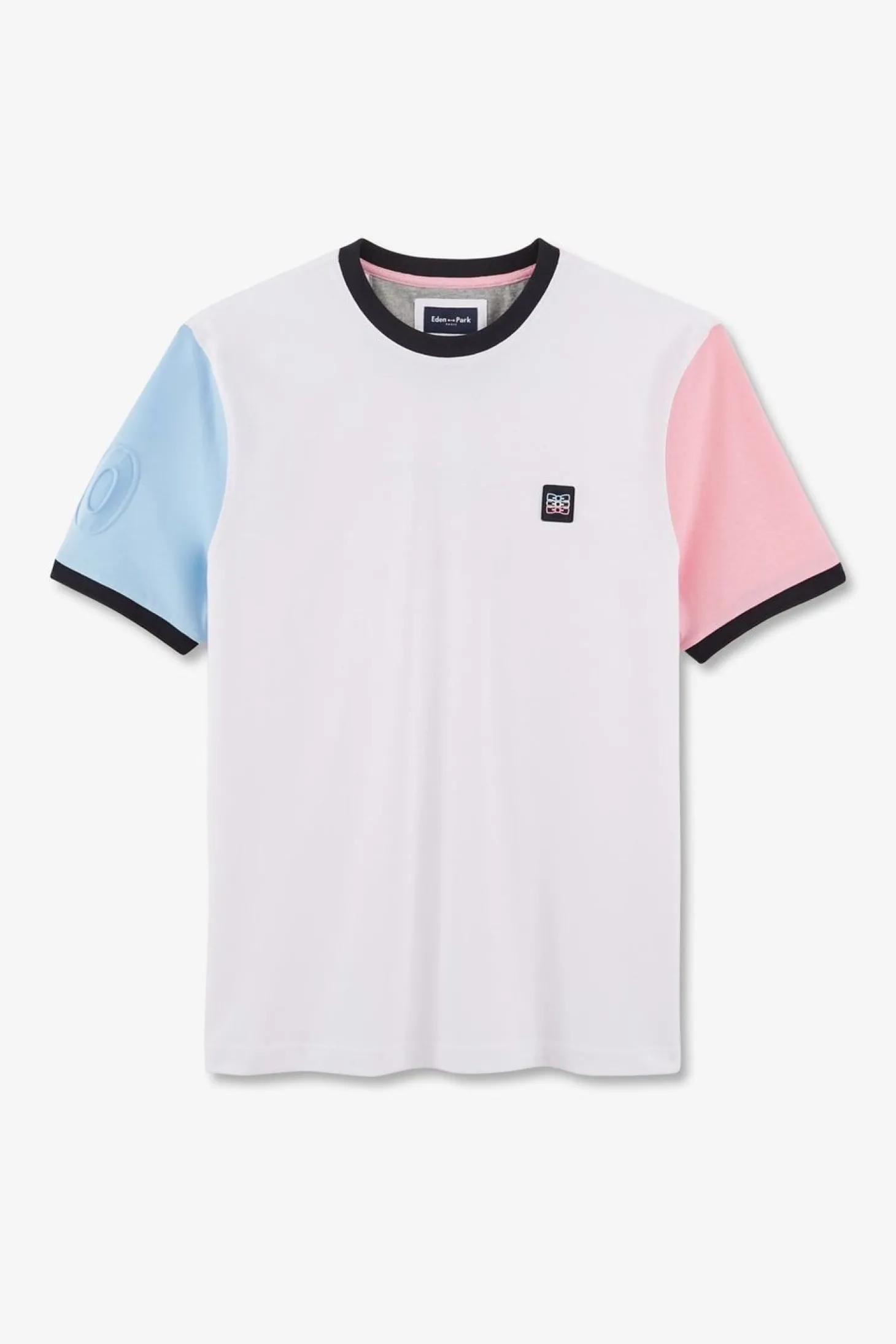 T-Shirt Manches Courtes Blanc En Coton Details Embleme