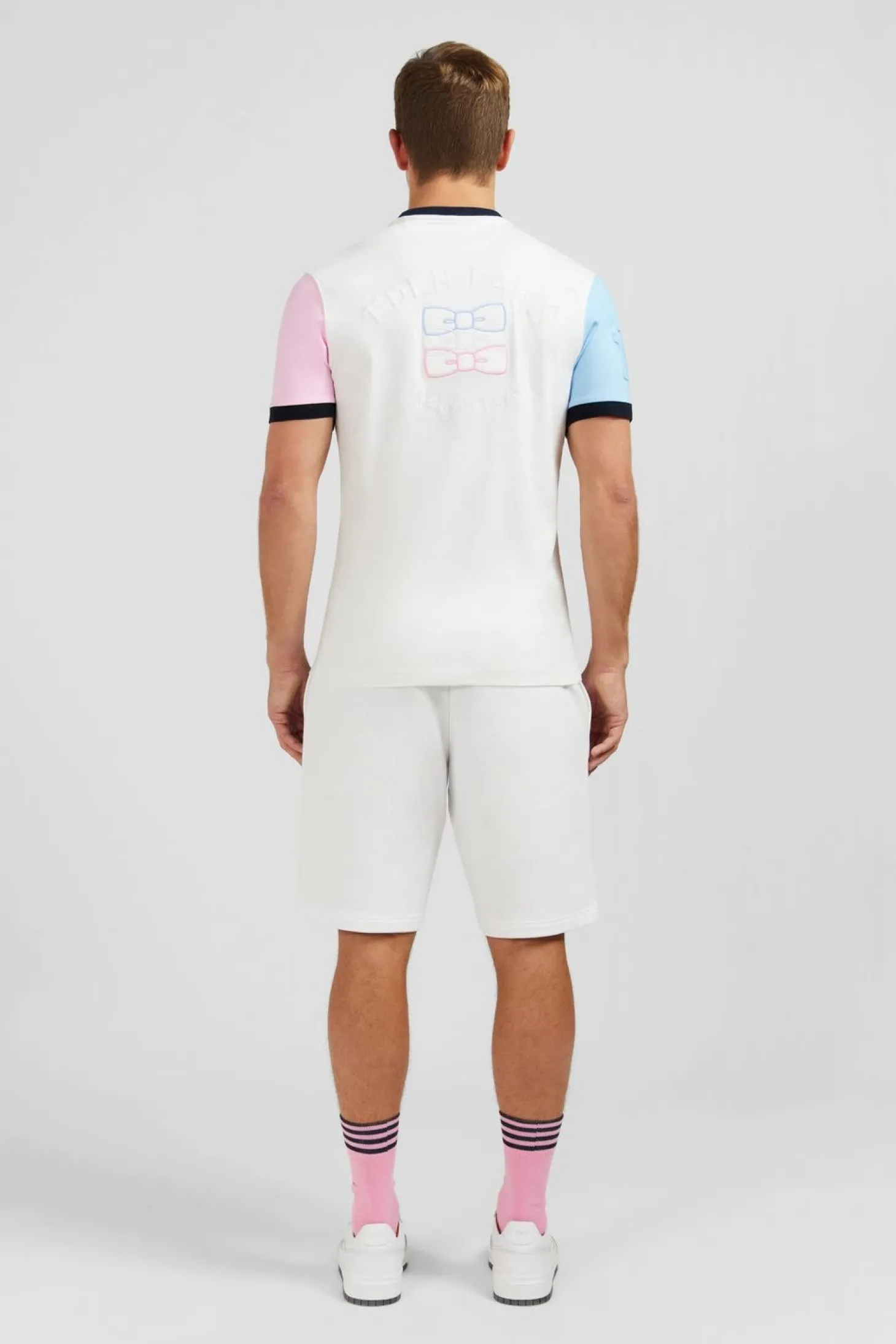 T-Shirt Manches Courtes Blanc En Coton Details Embleme