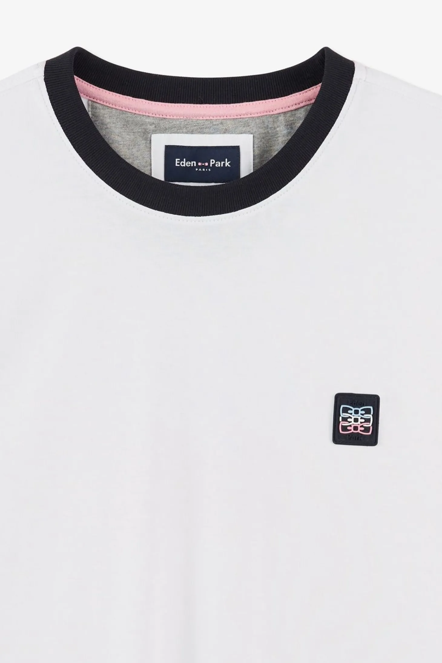 T-Shirt Manches Courtes Blanc En Coton Details Embleme