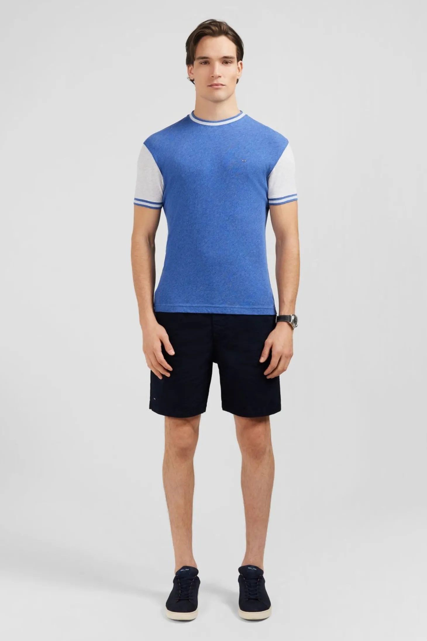 T-Shirt Manches Courtes Bleu Colorblock