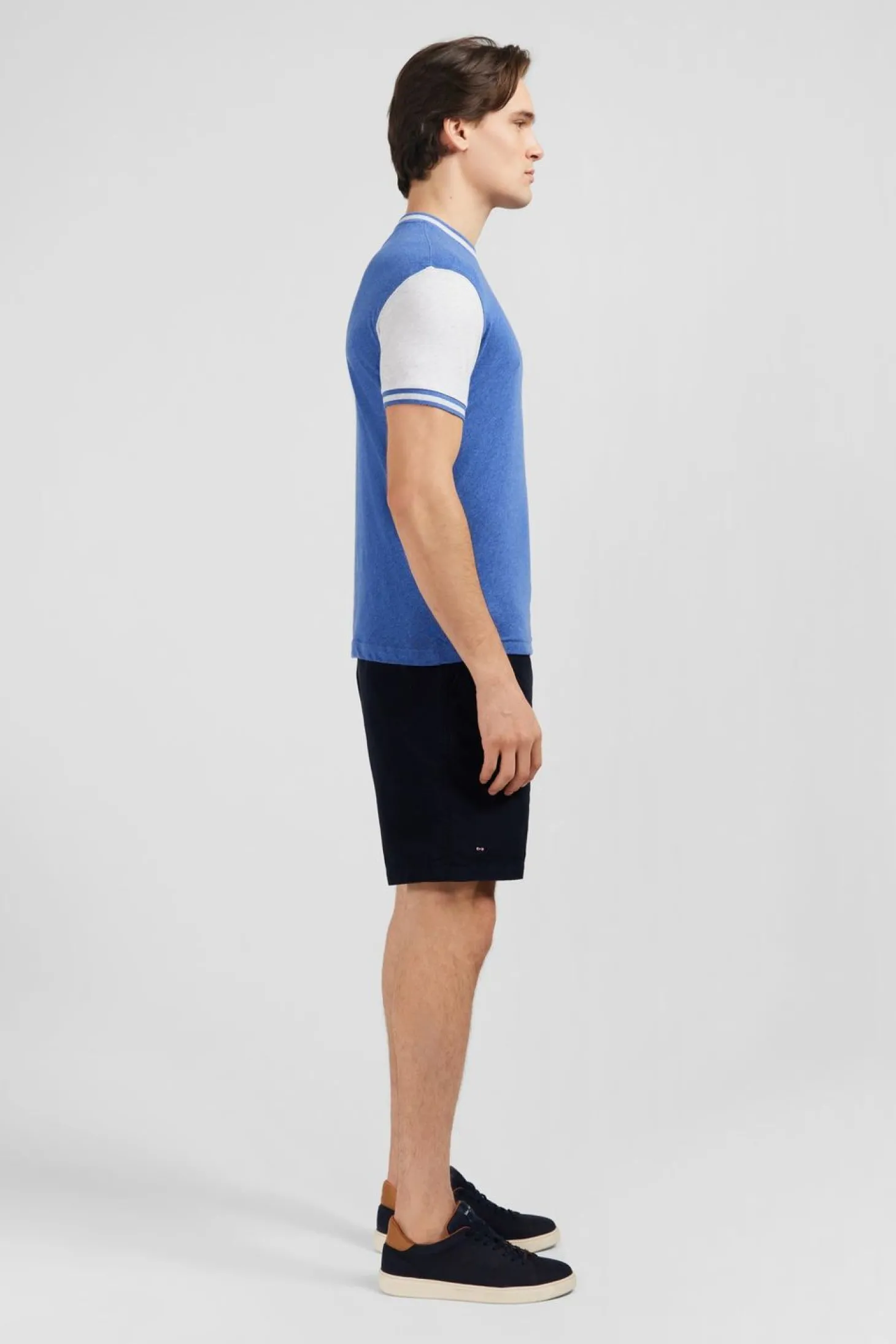 T-Shirt Manches Courtes Bleu Colorblock