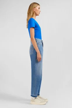 T-Shirt Manches Courtes Bleu En Coton Pima