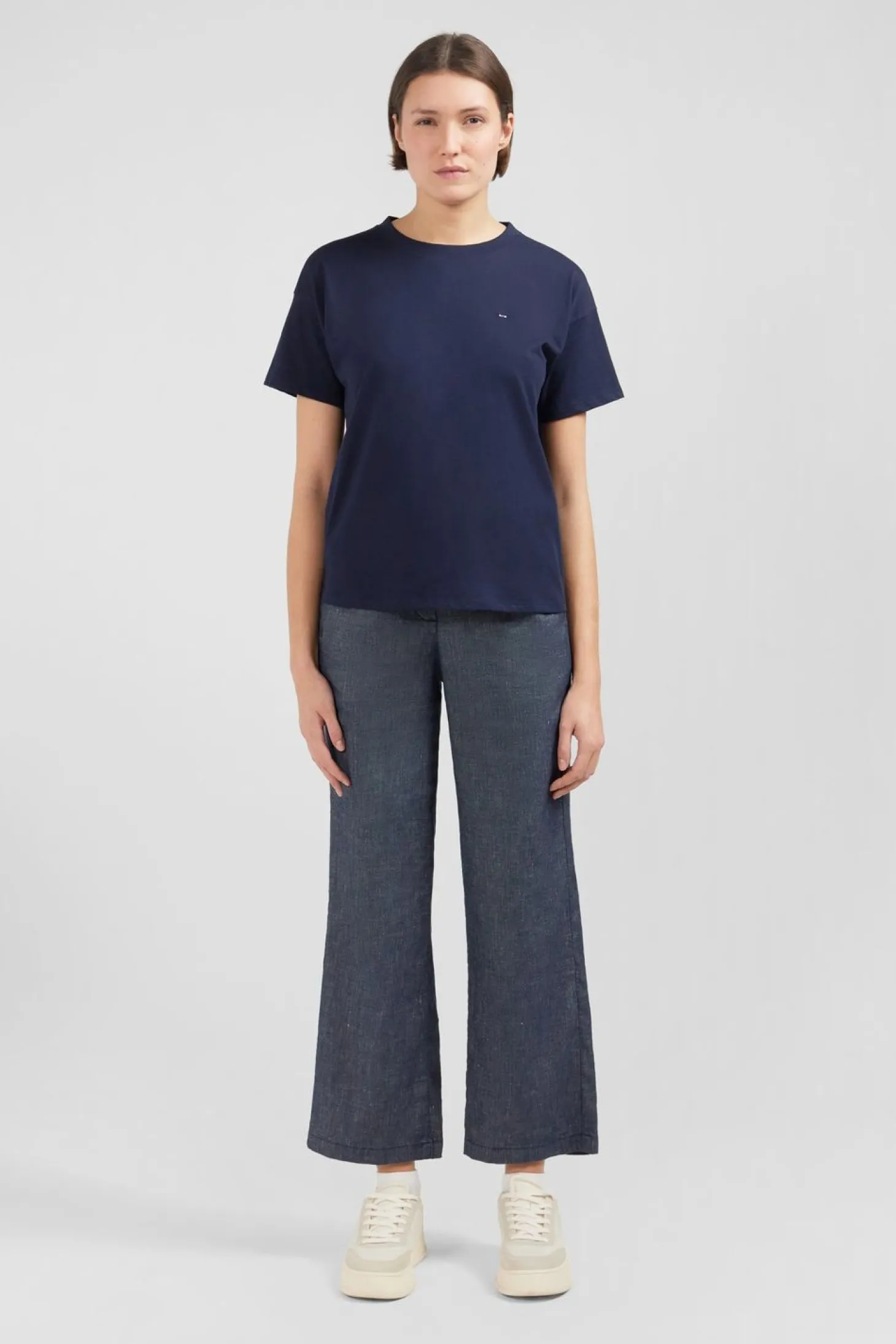 T-Shirt Manches Courtes Bleu Marine Uni
