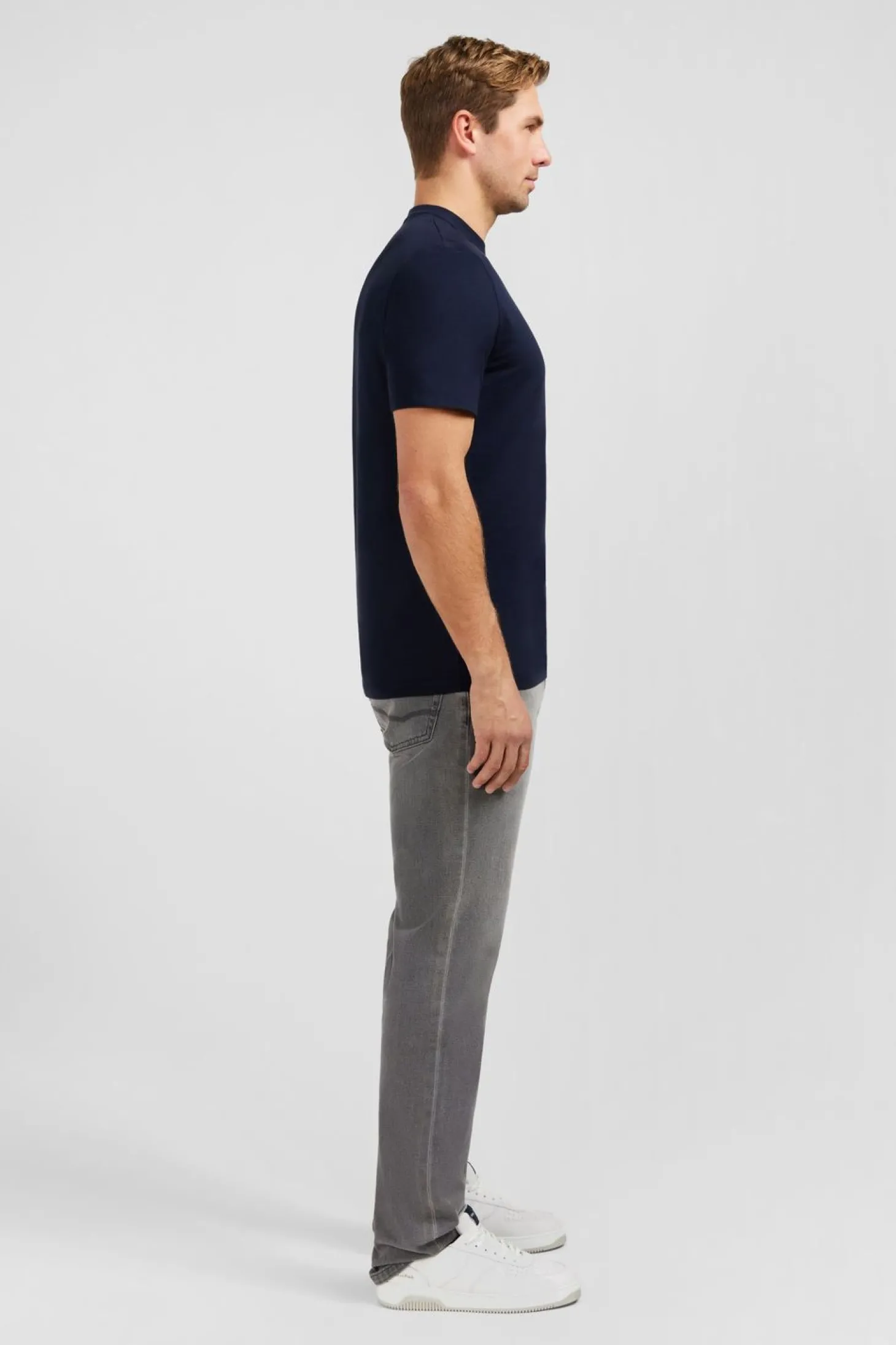 T-Shirt Manches Courtes Bleu Marine Uni