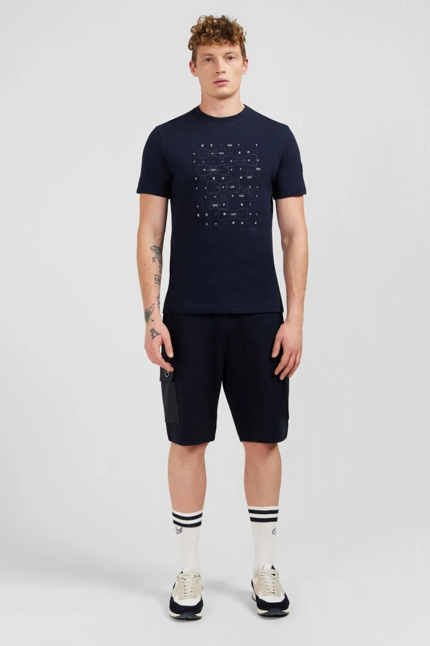 T-Shirt Manches Courtes Bleu Marine Imprime Eden Park