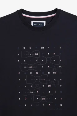 T-Shirt Manches Courtes Bleu Marine Imprime Eden Park