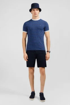 T-Shirt Manches Courtes Bleu Raye