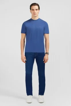 T-Shirt Manches Courtes Bleu Uni