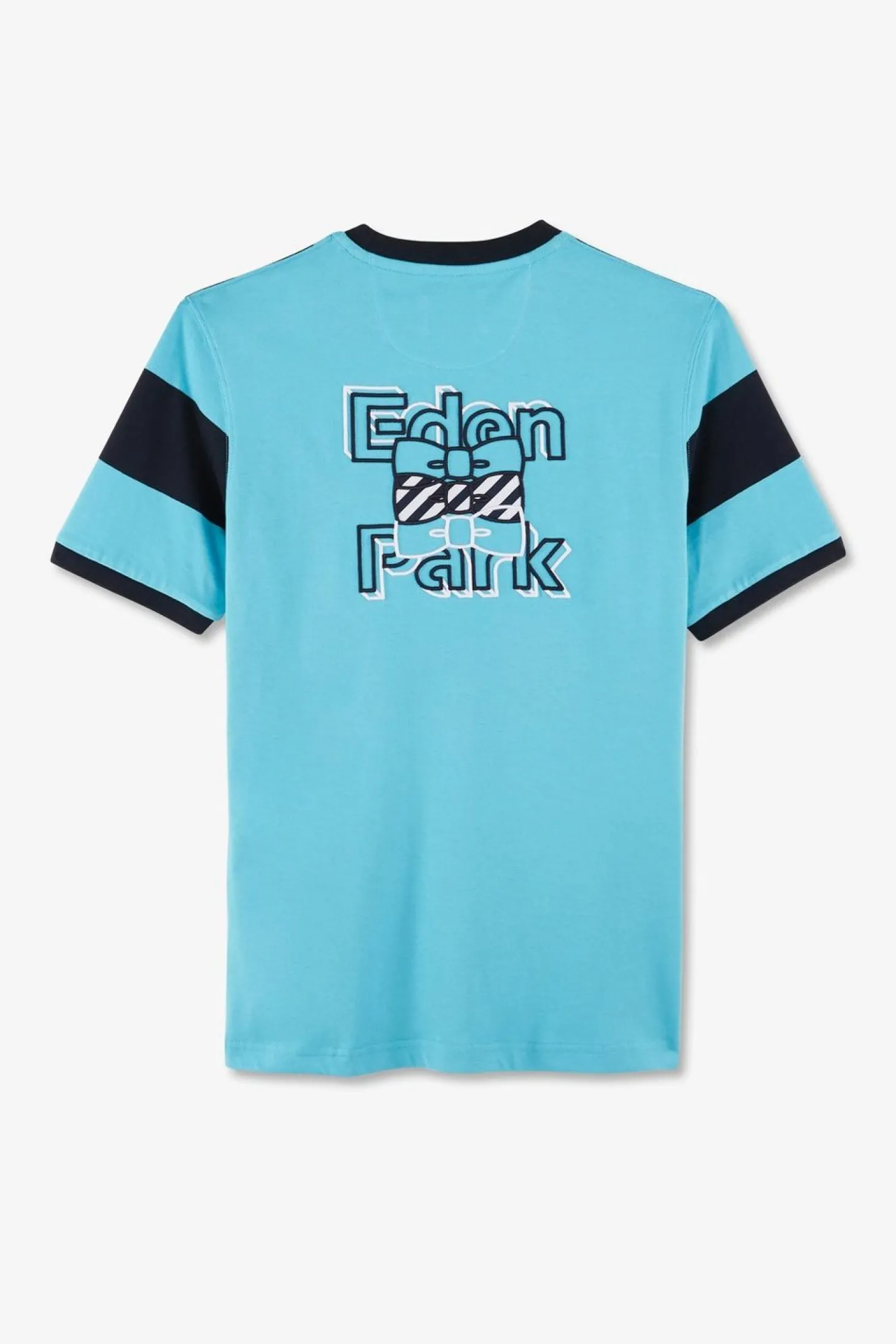 T-Shirt Manches Courtes Cercle Marine Et Turquoise En Coton