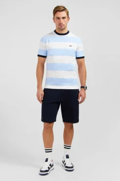 T-Shirt Manches Courtes Cercle Ciel Et Blanc En Coton