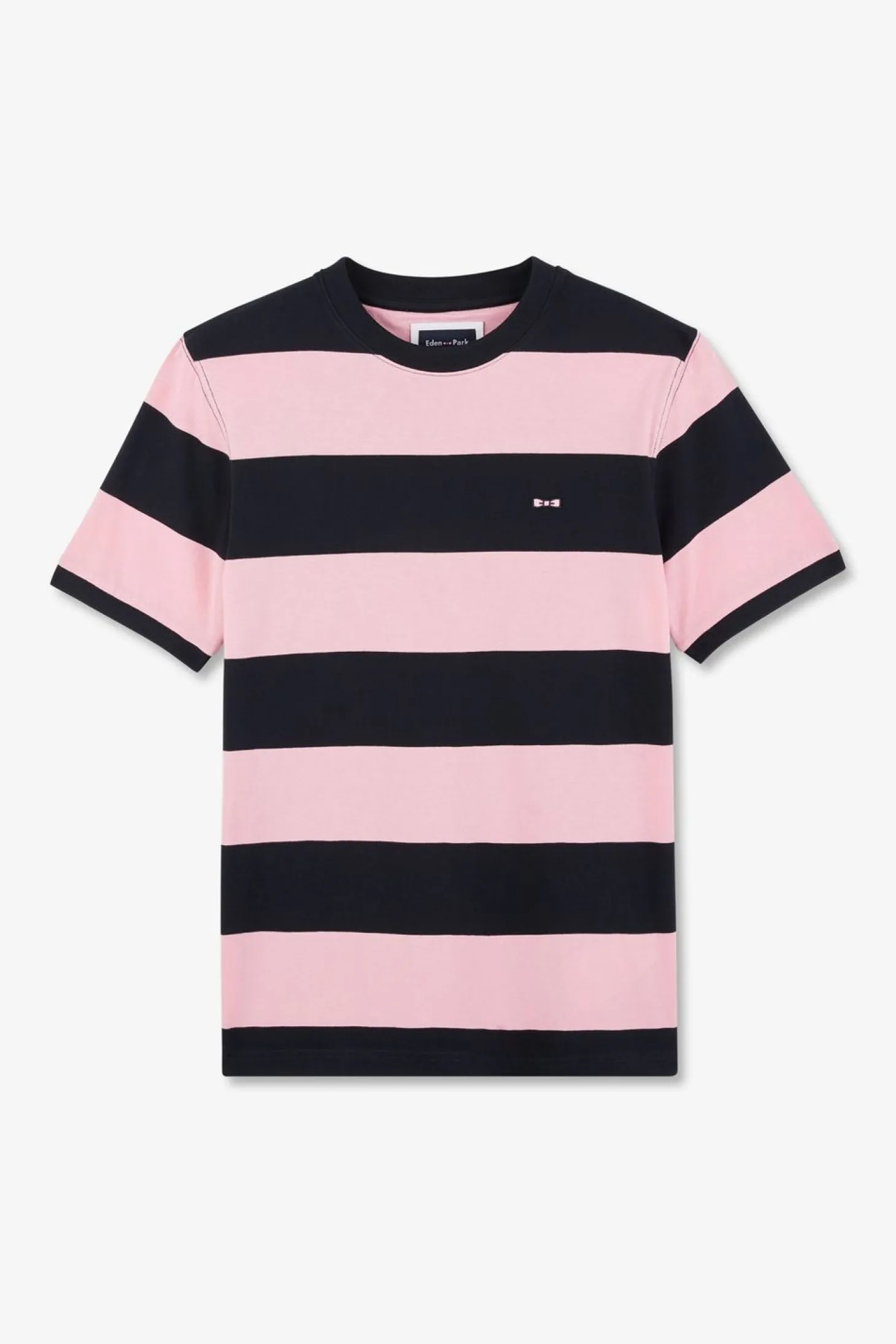 T-Shirt Manches Courtes Cercle Marine Et Rose En Coton