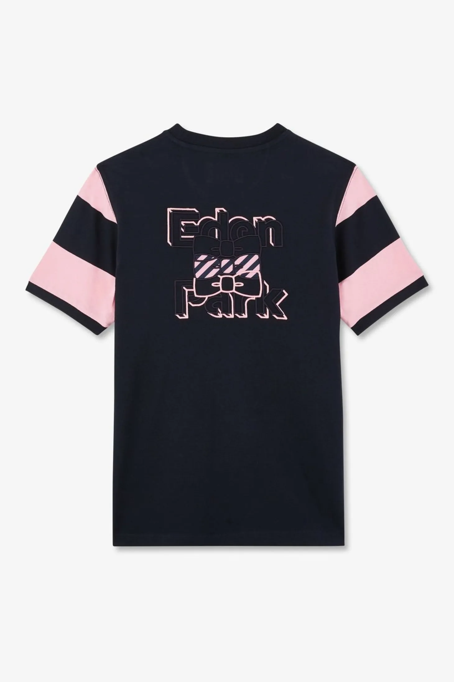 T-Shirt Manches Courtes Cercle Marine Et Rose En Coton