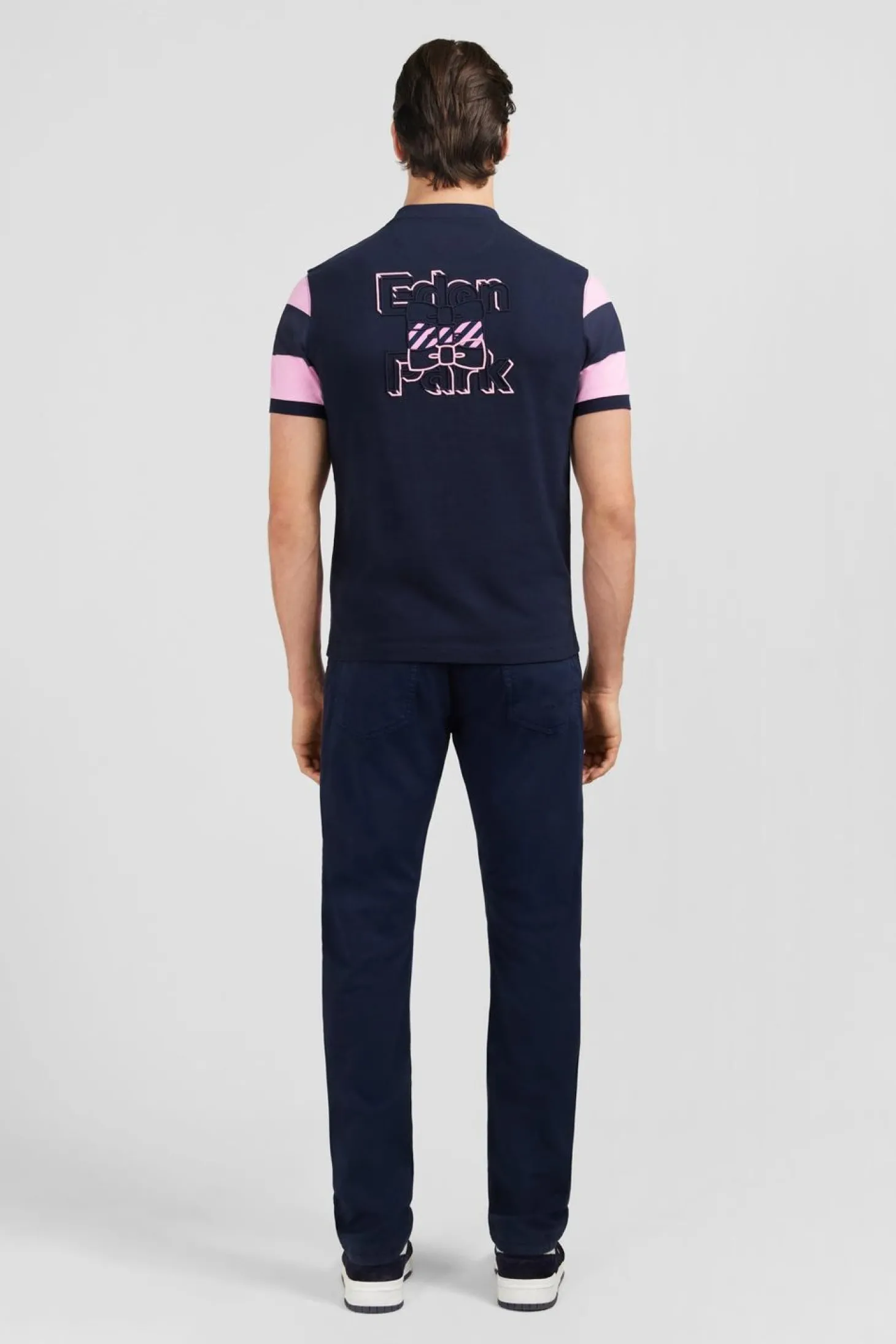 T-Shirt Manches Courtes Cercle Marine Et Rose En Coton