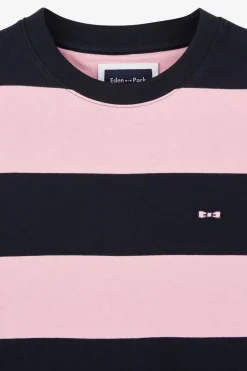 T-Shirt Manches Courtes Cercle Marine Et Rose En Coton